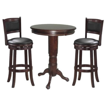 3 Piece Pub Set with Bar Stool and Pub Table in Cappuccino