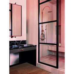 DOCCIA: STEEL METAL SHOWER DOOR WITH SINGLE TEMPERED CLEAR GLASS - Interior Doors