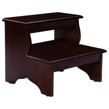 Beaumont Lane Traditional Acacia Wood Step Stool in Cherry Brown