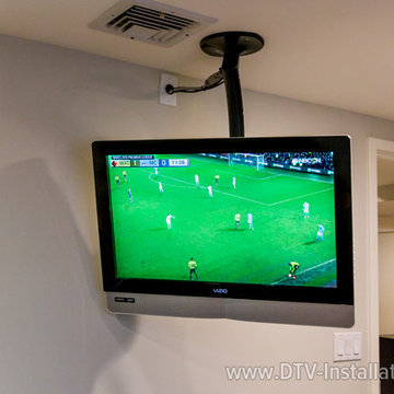 Vizio TV mounted on ceiling