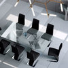 Modern Falcone 94" Dining Table Clear Glass Polished Stainless Steel Base