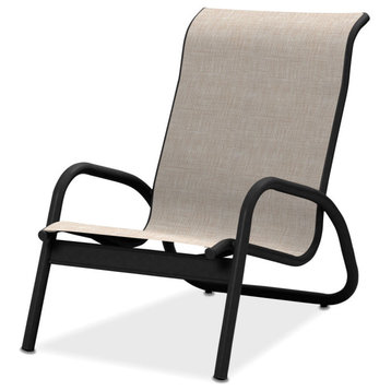 Gardenella Sling Stacking Poolside Chair, Textured Black, Natural