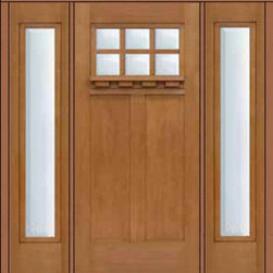 Prehung Sidelights Door 80 Fiberglass Craftsman 6 Lite SDL Glass - Front Doors