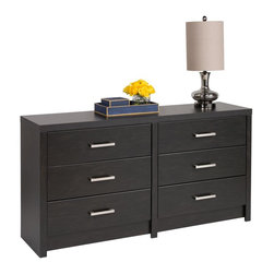 Prepac District 6-Drawer Dresser in Washed Black - Dressers