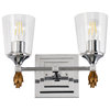 Vetiver 2 Light Bath Vanity Light, Polished Chrome With Gold Accents Finial 1