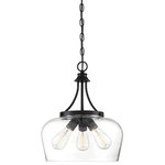 Savoy House - Octave 3-Light Pendant, Black - Add light and style in spades to your design with the Octave pendant. This striking fixture features a black metal frame and a shapely glass shade, resulting in a look that fits seamlessly in contemporary and transitional homes.