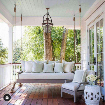 Patio Lighting with Gas Lanterns & Electric lights