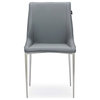 Fiora Gray Leatherette Dining Chair with Brushed Stainless Steel Legs