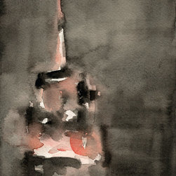 Empire State Building Coral + Black Watercolor - Fine Art Prints