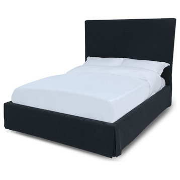Modus Cheviot Full Upholsterd Skirted Storage Panel Bed in Iron