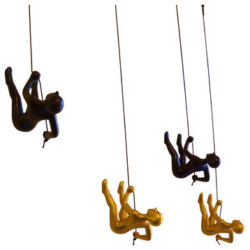 Climbing Man Wall Art, Set of 4, Choco Black and Gold, Position 1