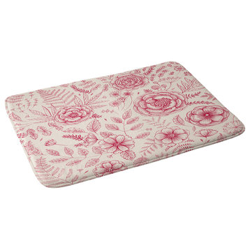 Pimlada Phuapradit Flower Drawing Pink Memory Foam Bath Mat