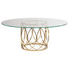 Jules Brushed Gold Dining Table 72", Glossy Gold