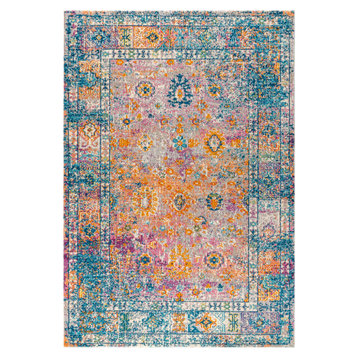 Bohemian FLAIR Boho Vintage Faded Area Rug, Cream/Navy, 8x10