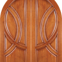 Round Top Solid Mahogany Double Prehung Doors - Front Doors