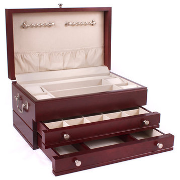 First Lady Jewel Chest, Solid American Cherry Hardwood With Rich Mahogany Finish