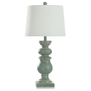 Darcy Blue-Green Polyresin Table Lamp White Linen Shade 30"H