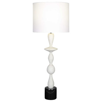 Elegant Minimalist Faux Marble Curvy Table Lamp 35 in Tall Slim White Black