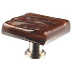 Glass Storm Studios - Chocolate Handmade Glass, Knob - Textured, layered and glittering chocolate-colored glass. All our products are handmade to order.  Important: Do not use an electric drill or electric screwdriver.