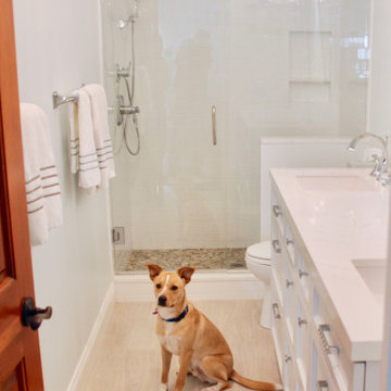 Seashore inspired calm and serene bathroom