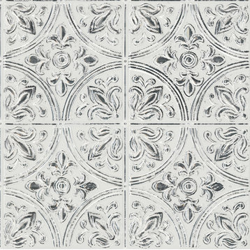 Chelsea Antique White Faux Metallic Tiles, Panel
