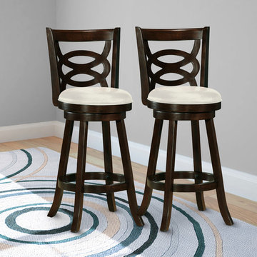 Woodgrove 43" Cappuccino Wood Barstool With Leatherette Seat, Set of 2