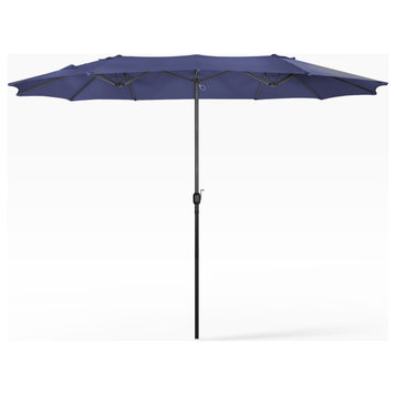 WestinTrends 9Ft Large Double Sided Twin Patio Market Table Umbrella w/Crank, Navy Blue