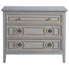 Chest Huntington Pewter Gray Gold Accents Distressed Wood Circle