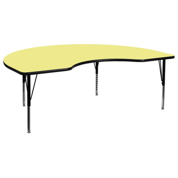 48''Wx96''L Kidney Yellow Thermal Laminate Activity Table