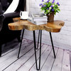 Natural Teak Live Edge Table with Hairpin Legs, Beige, 31.5" X 31.5" X 21"