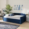 Zaida Modern Glam Trundle Daybed, Queen Size, Navy