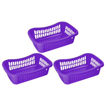 Large Plastic Storage Organizing Basket, Pack of 3, 32-1191-3, Purple