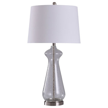 Allen 1 Light Table Lamp, Brushed Steel and Clear