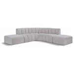 Meridian Furniture - Arc Boucle Fabric Upholstered 6-Pc. L-Shaped Modular Sectional, Grey - Give your living room or den the perfect blend of style and versatility with this Arc boucle fabric curved modular Sectional. Part of the Arc modular furniture collection, this Sectional comes upholstered in rich grey boucle fabric and features deep channel tufting that adds a touch of luxury while enhancing comfort and support. A seamless combination of form and function, this chair can be used with other Arc pieces to create a myriad of configurations in your well-curated room.