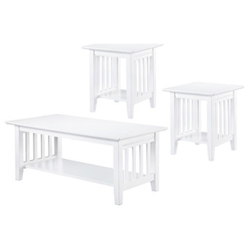 Mission 3-Piece Coffee Table Set, White