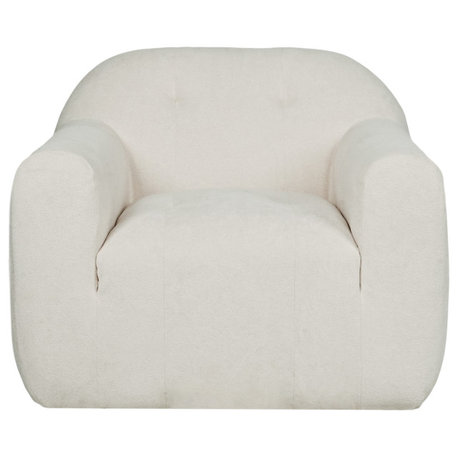 Zuridia Indoor Fabric Boucle Modern Club Chair Single, Textured Boucle White