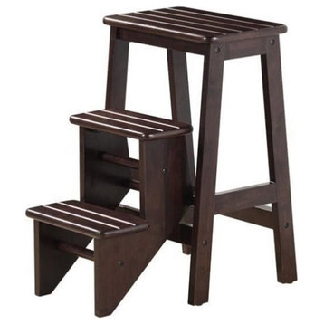 Bowery Hill 24.5" Farmhouse Wood Folding Step Stool in Cappuccino
