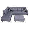 MicroFiber L Shape Sectional Sofa with Ottoman, Left Hand Facing Chaise