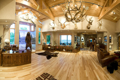 Inspiration for a rustic home office remodel in Omaha