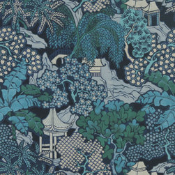 Hidden Temple in Indigo - Fabric