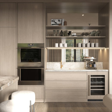 Concealed Second Kitchen with Coffee Station and Wine Fridge, Bellevue WA