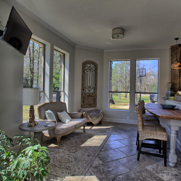 Open style kitchen with living area