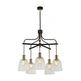 Black/Polished Brass 5lt Chandelier - 5 x 60W E27