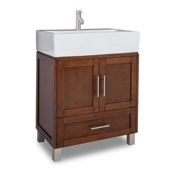 28 inch Chocolate Finish Vessel Sink Countertop Bathroom Vanity - Bathroom Vanities And Sink Consoles
