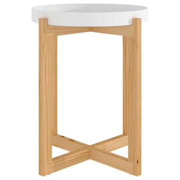 Vidaxl Coffee Table White 16.1"x16.1"x19.1" Engineered Wood & Solid Wood Pine