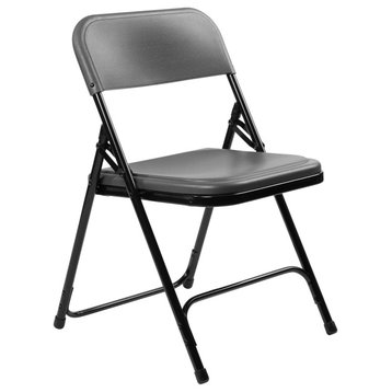 NPS 800 Premium Lightweight Plastic Folding Chair, Charcoal Slate, Set of 4