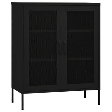 vidaXL Storage Cabinet File Cabinet Freestanding Drawer Cabinet Black Steel
