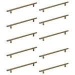 Diversa Hardware - Antique Brass 7-1/2" (192mm) European Bar Pull - 10 PACK - The Diversa 4001-192-AB is a solid steel European bar pull with 5" (128mm) hole spacing, from the Diversa Hardware 4001 Series. This solid cabinet pull is perfect for high-traffic areas like kitchens and bathrooms, and is exceptionally sturdy and durable. The Diversa 4001-192-AB features a solid Euro bar with subtle beveled edges, making it comfortable to the touch. The classic antique brass finish is perfect for transitional, traditional, contemporary, and other home designs. This European cabinet bar pull also includes two screw lengths, which makes it suitable for almost all applications.