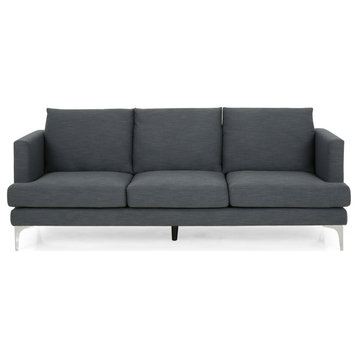 Melinda Modern Fabric 3 Seater Sofa, Charcoal/Silver