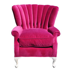 Pink Velvet Channel Back Wing Chair - Products